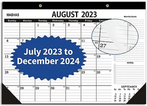 18 Months Desk/Wall Calendar 2023-2024 w/Transparent Protector, Standard, 17" x 12"