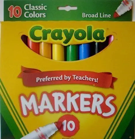 Broad Line Markers, Classic Colors, 10 Count, Crayola.com