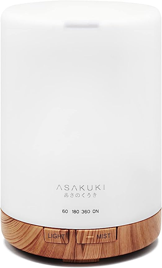 ASAKUKI 300ML Essential Oil Diffuser, BPA-Free Ultrasonic Aroma Diffuser Humidifier with Adjustable Mist Mode and Waterless Auto Shut-off for Home, Office, Bedroom Upgraded