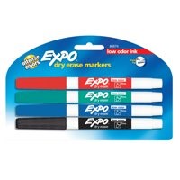 4 pack - Low Odor, Chisel Point, Expo Dry Erase Markers