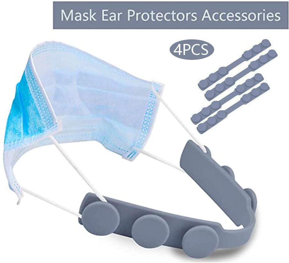 4Pcs Mask Strap Extender, Ear Protection Savers for Masks Face Anti-Tightening Mask Holder Hook Ear Strap Accessories Ear Grips Extension Mask Buckle Ear Pain Relieved (Gray) by HonVaLons