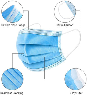 Disposable Face Mask 3 Layers Filter Breathable Safety Mask with Elastic Earloop, for Family and Personal Health (50pcs)
