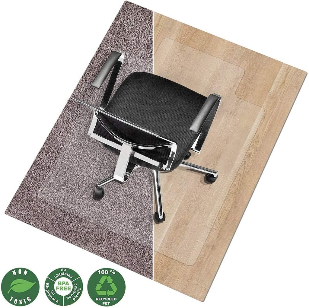 Office Marshal Chair Mat with Lip for Hard Floors | Eco-Friendly Series Chair Floor Protector | 100% Recycled (PET) Floor Mat for Office or Home Use | Multiple Sizes | Translucent - 48'' x 53''