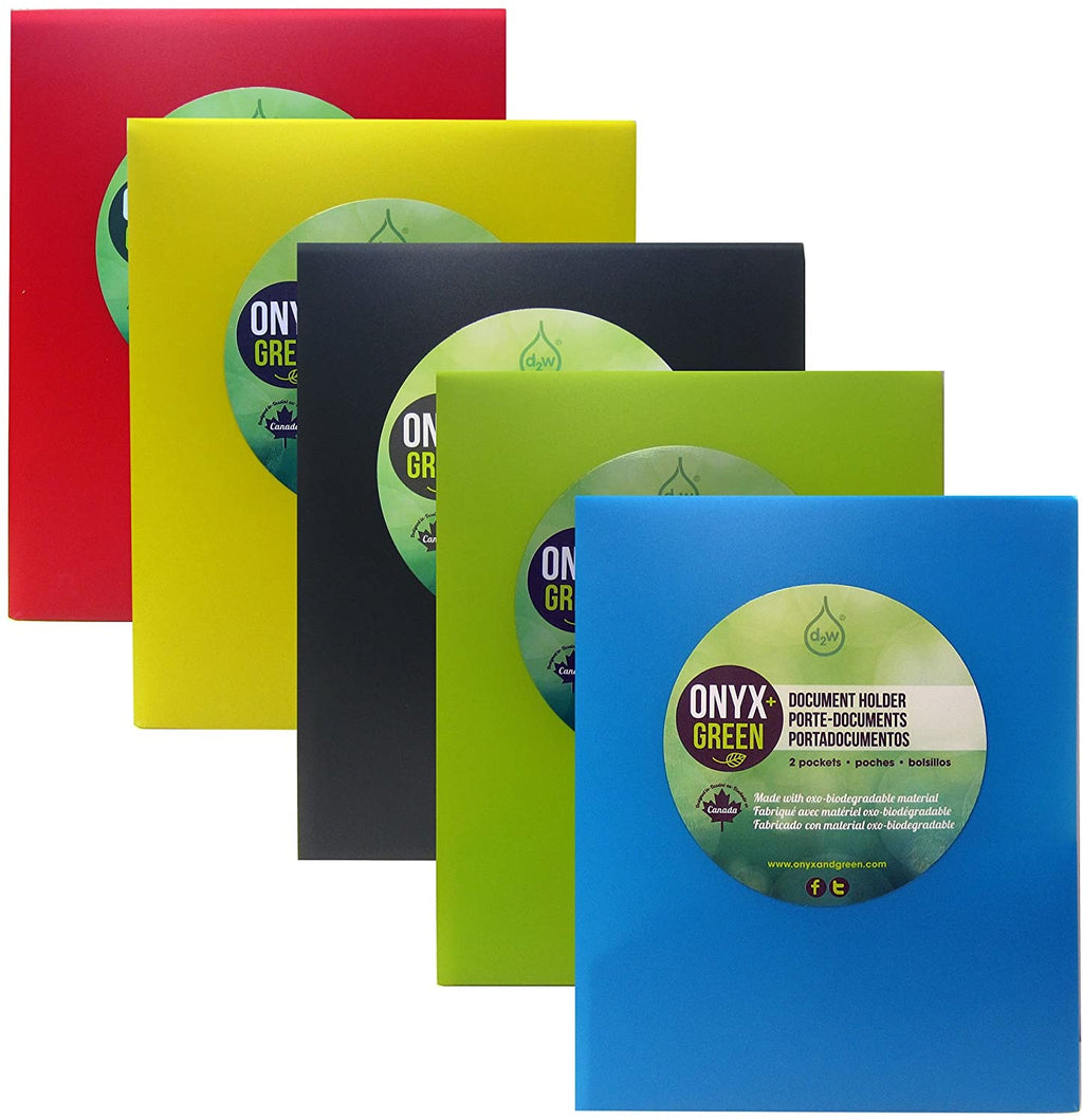 Onyx and Green - Presentation Folders, 2 Pockets, made from Oxo-Biodegradable Materials, Comes in Assorted Colors