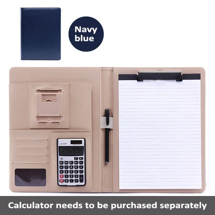 A4 PU Leather Folder Padfolio job executive Multi-function Office Organizer Planner Notebook School Office Folder for Documents